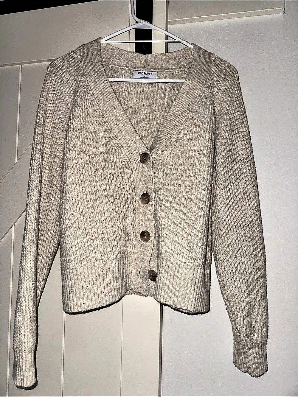 Old Navy Go-Recycled V-Neck Button-Front Cardigan Beige Medium